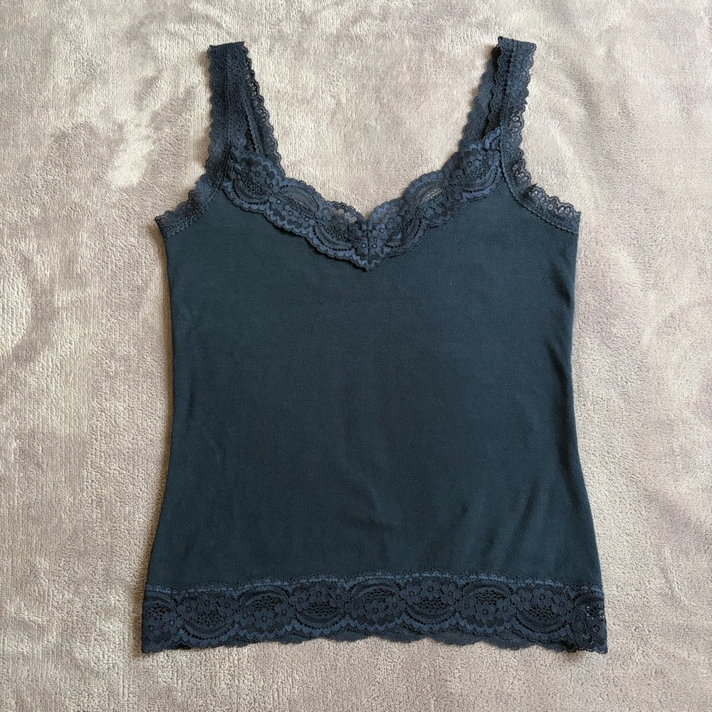Brandy Melville Navy Lace Tank